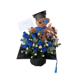 Birrete De Graduación Con Rosas Azules